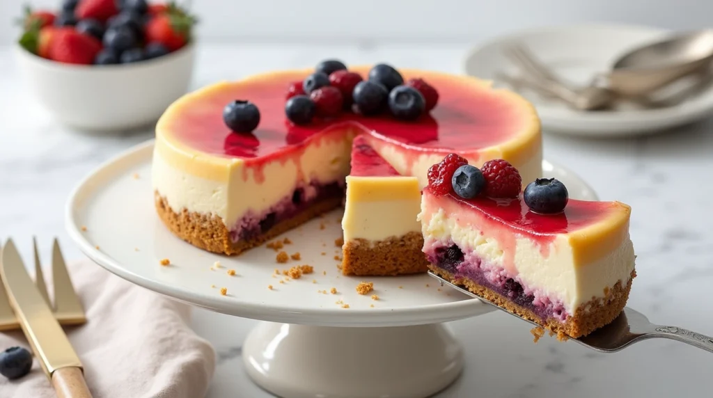 This 10-Minute No-Bake Cheesecake is the perfect solution for a fast and fuss-free dessert. With a buttery graham cracker crust and rich cream cheese filling, it’s light, creamy, and topped with your favorite fruits or sauces. Ideal for busy days, last-minute guests, or when you’re craving something sweet without turning on the oven.